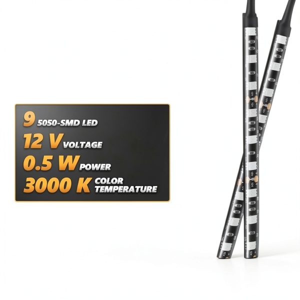 Wogomz Amber LED Light Strip 6.7in Black Yellow Waterproof Rear-2