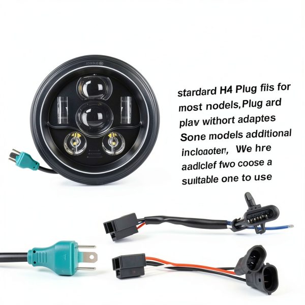 Tugwuetlwu 7" LED Headlight Kit 4500Lumen High Beam Black/Chrome-3