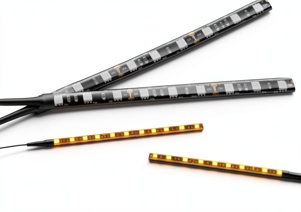 Wogomz Amber LED Light Strip 6.7in Black Yellow Waterproof Rear-0