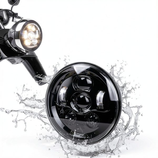 Tugwuetlwu 7" LED Headlight Kit 4500Lumen High Beam Black/Chrome-5