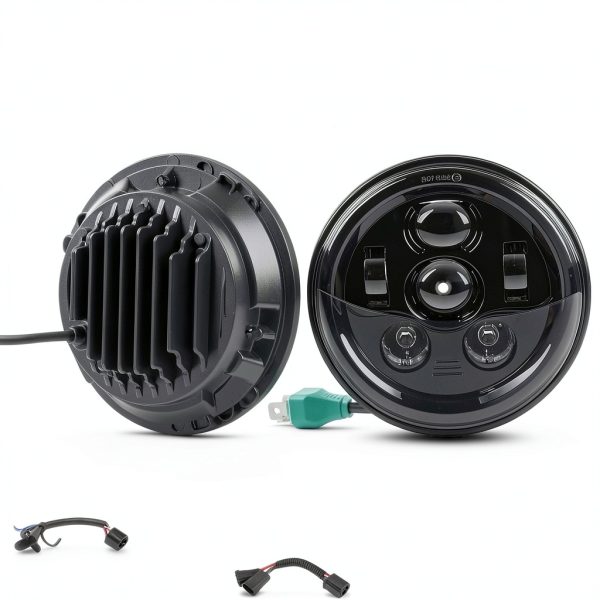 Tugwuetlwu 7" LED Headlight Kit 4500Lumen High Beam Black/Chrome-2